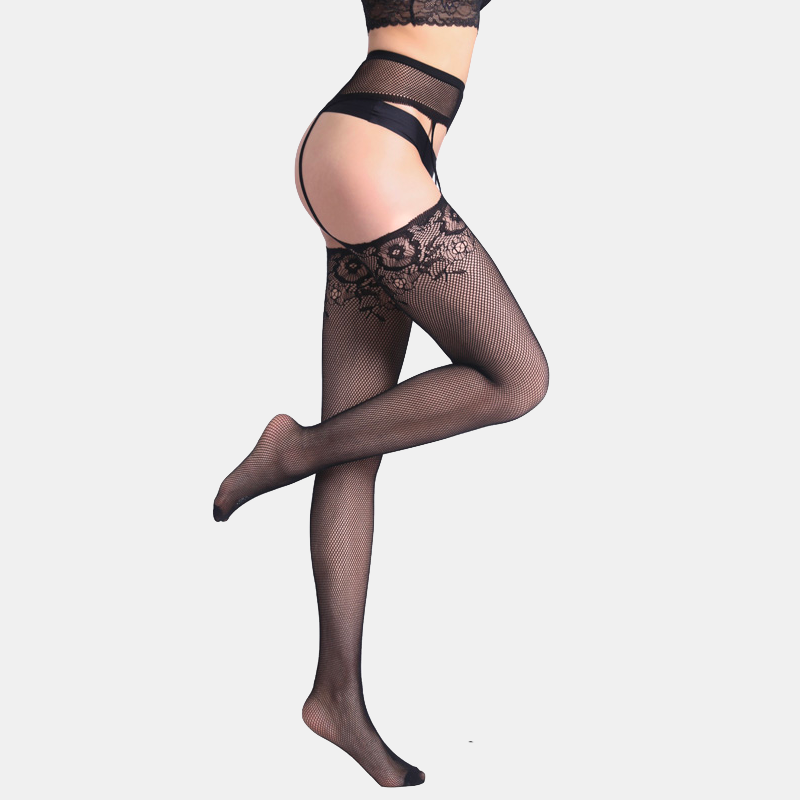 The Dahlia Fishnet Tights with Built-in Suspender